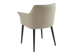 Conjunto de 6 sillas con reposabrazos en piel sintética y metal negro - Beige - MIALOV