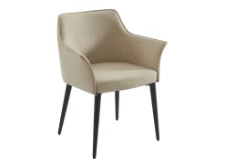 Conjunto de 6 sillas con reposabrazos en piel sintética y metal negro - Beige - MIALOV