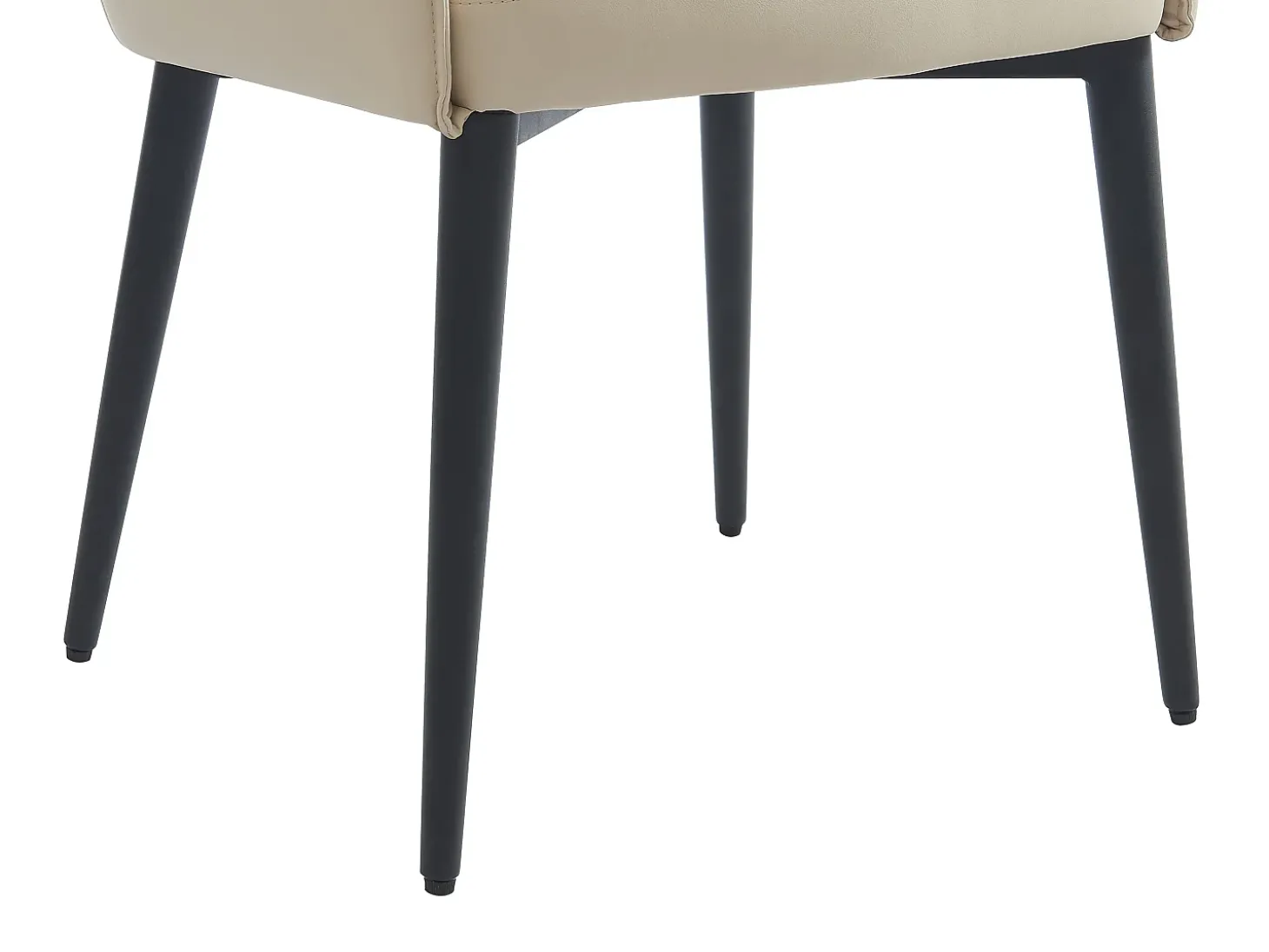 Conjunto de 6 sillas con reposabrazos en piel sintética y metal negro - Beige - MIALOV