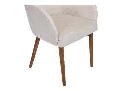 Conjunto de 2 sillas con reposabrazos de tela texturizada y madera de hevea - Crema - MODINIA