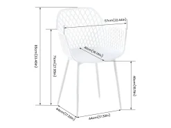 Conjunto de 6 Sillas de Brazos Blancas Estilo Escandinavo - Comedor/Cocina - Diseño Escandinavo - Polipropileno - 52 x 56 x 84.5 cm