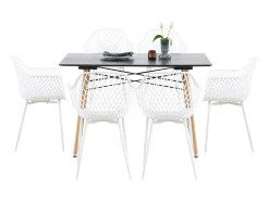 Conjunto de 6 Sillas de Brazos Blancas Estilo Escandinavo - Comedor/Cocina - Diseño Escandinavo - Polipropileno - 52 x 56 x 84.5 cm