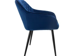 Conjunto de 4 sillas de comedor terciopelo azul oscuro patas acero acolchado ML-Design
