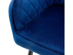 Conjunto de 4 sillas de comedor terciopelo azul oscuro patas acero acolchado ML-Design