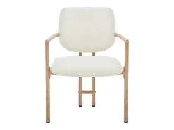 Conjunto de 6 sillas de comedor de metal con acabado imitación madera - 61 x 57,5 x 90 cm - estilo moderno - tapizado en bucle - color natural