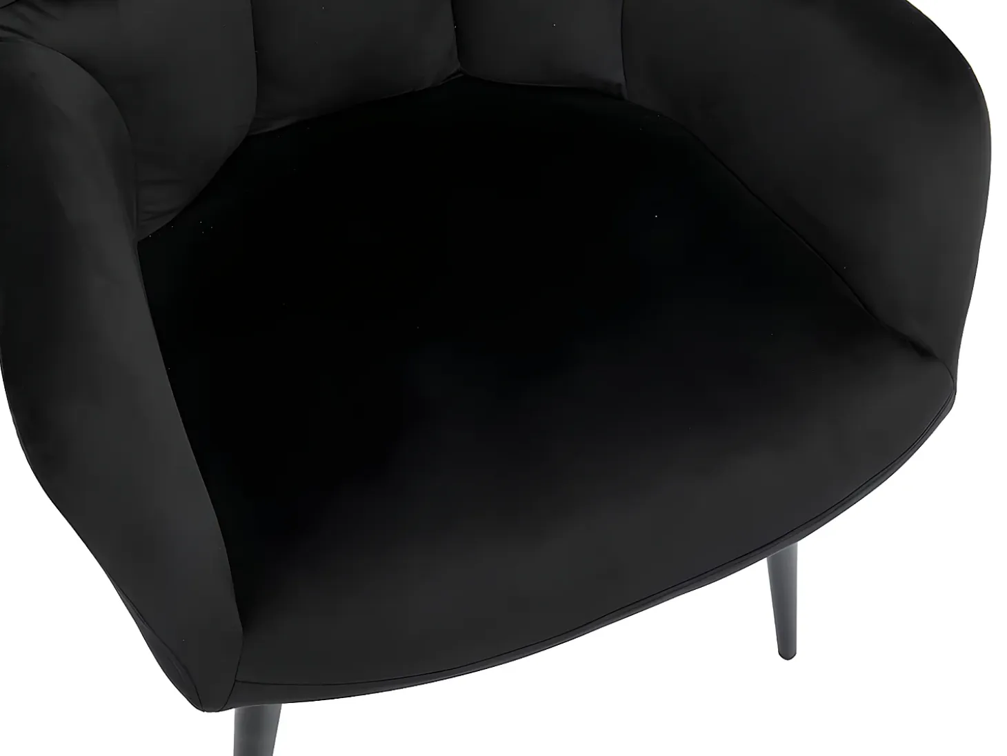 Conjunto de 6 sillas de comedor acolchadas Con reposabrazos - Terciopelo y metal negro. Negro. PEGA