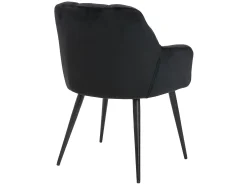 Conjunto de 6 sillas de comedor acolchadas Con reposabrazos - Terciopelo y metal negro. Negro. PEGA