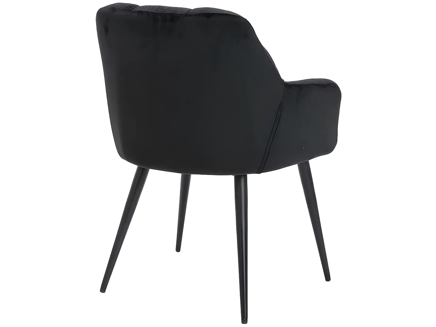 Conjunto de 6 sillas de comedor acolchadas Con reposabrazos - Terciopelo y metal negro. Negro. PEGA