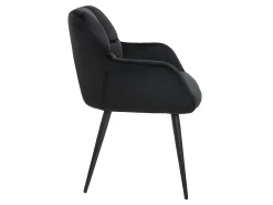 Conjunto de 6 sillas de comedor acolchadas Con reposabrazos - Terciopelo y metal negro. Negro. PEGA