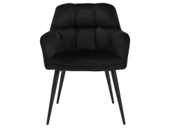 Conjunto de 6 sillas de comedor acolchadas Con reposabrazos - Terciopelo y metal negro. Negro. PEGA