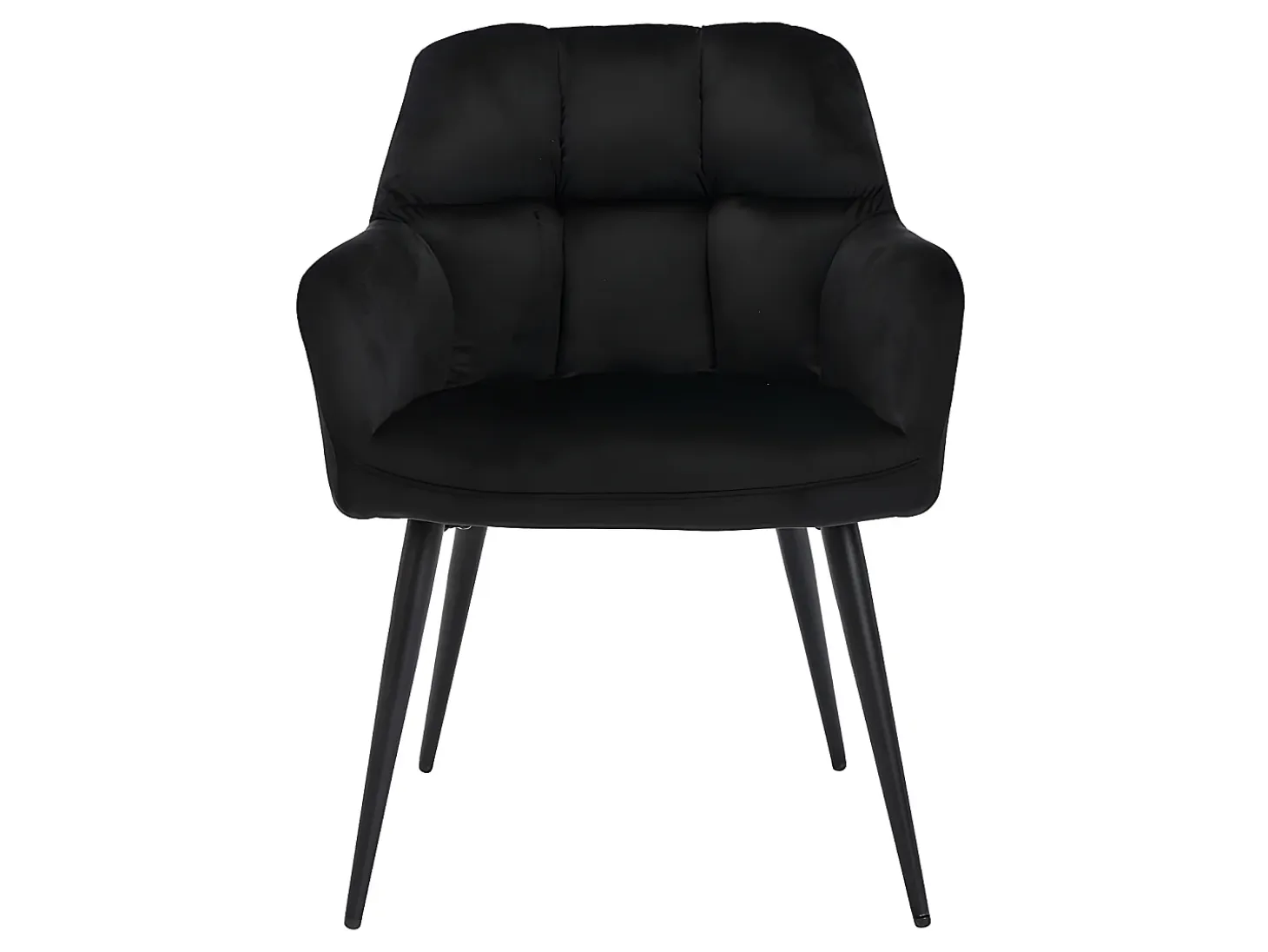 Conjunto de 6 sillas de comedor acolchadas Con reposabrazos - Terciopelo y metal negro. Negro. PEGA