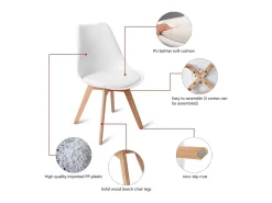 Conjunto de 6 sillas de comedor de diseño escandinavo contemporáneo - Blanco