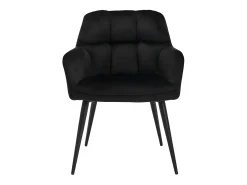 Conjunto de 2 sillas de comedor acolchadas Con reposabrazos - Terciopelo y metal negro. Negro. PEGA