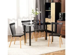 Conjunto de 4 sillas de comedor Sagitario hasta 120 kg estilo nórdico negro