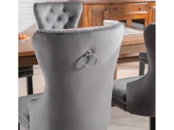 Conjunto de 4 sillas de comedor, diseño de rombos, sillón, patas de metal, terciopelo, amarillo (59,69x59,69x58,42 cm)
