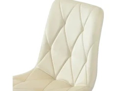 Conjunto de 4 sillas de comedor, color beige, terciopelo, con respaldo y patas de metal.