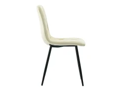 Conjunto de 4 sillas de comedor, color beige, terciopelo, con respaldo y patas de metal.