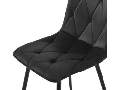 Conjunto de 4 sillas de comedor en terciopelo negro con respaldo acolchado y patas de metal