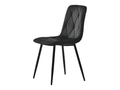 Conjunto de 4 sillas de comedor en terciopelo negro con respaldo acolchado y patas de metal