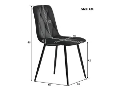 Conjunto de 4 sillas de comedor en terciopelo negro con respaldo acolchado y patas de metal