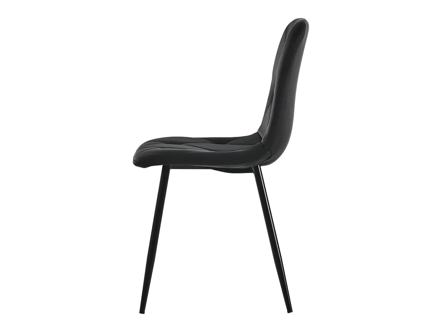 Conjunto de 4 sillas de comedor en terciopelo negro con respaldo acolchado y patas de metal