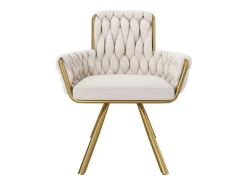 Conjunto de 6 sillas de comedor, diseño de rombos, sillón, patas de metal, color beige (L59,69 x An59,69 x Al50,8 cm)
