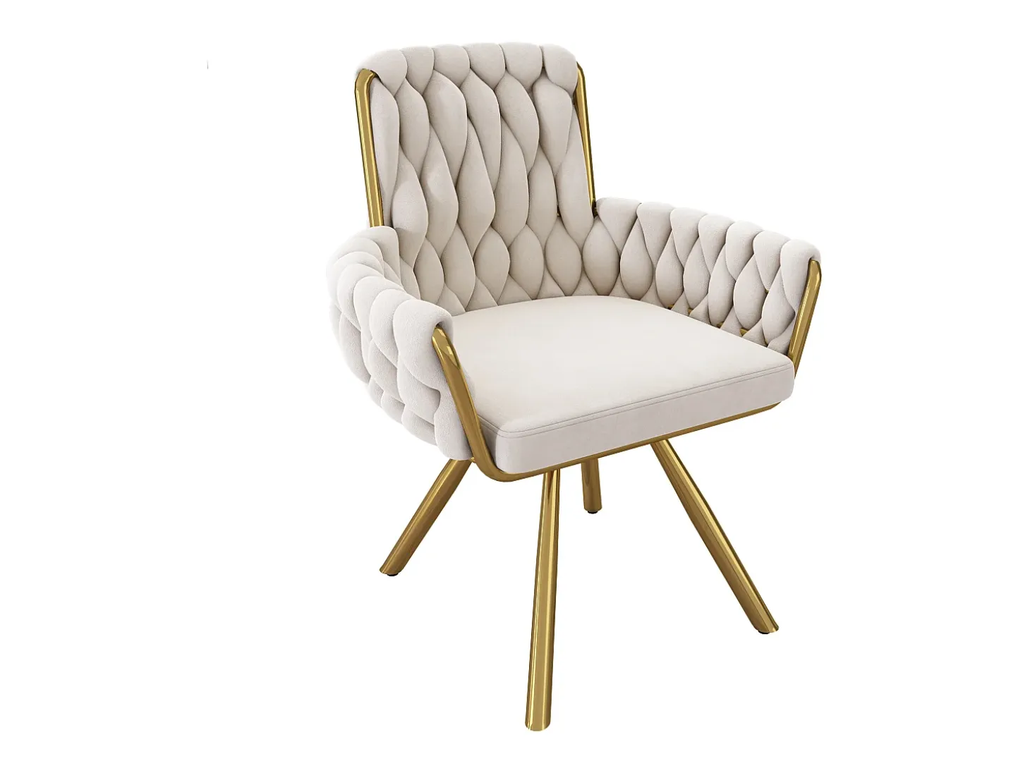 Conjunto de 6 sillas de comedor, diseño de rombos, sillón, patas de metal, color beige (L59,69 x An59,69 x Al50,8 cm)