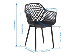 Conjunto de 4 Sillas de Comedor Escandinavas Negras - Diseño Moderno Nórdico, Salón Minimalista de Hierro Hueco