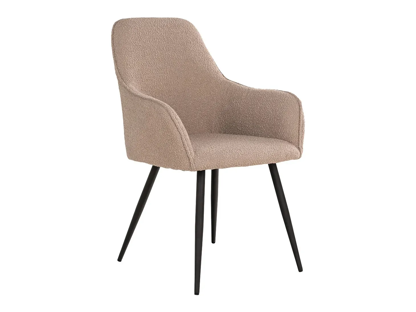 Conjunto de 2 sillas de comedor KARU de tela bouclé y metal negro - Beige piedra