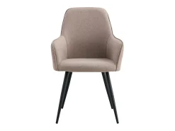 Conjunto de 2 sillas de comedor KARU de tela bouclé y metal negro - Beige piedra