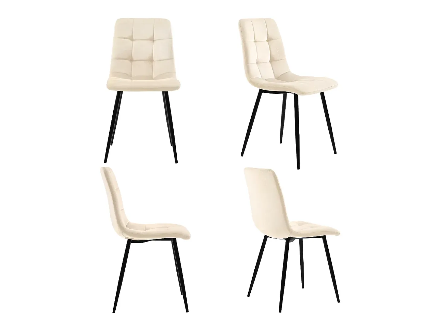 Conjunto de 4 sillas de comedor de terciopelo, diseño moderno, patas de metal, color beige (44x41x86 cm)