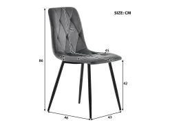 Conjunto de 4 sillas de comedor en terciopelo gris oscuro con respaldo acolchado y patas de metal negro
