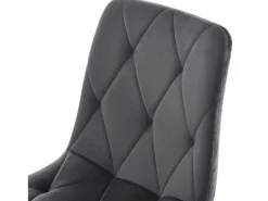 Conjunto de 4 sillas de comedor en terciopelo gris oscuro con respaldo acolchado y patas de metal negro
