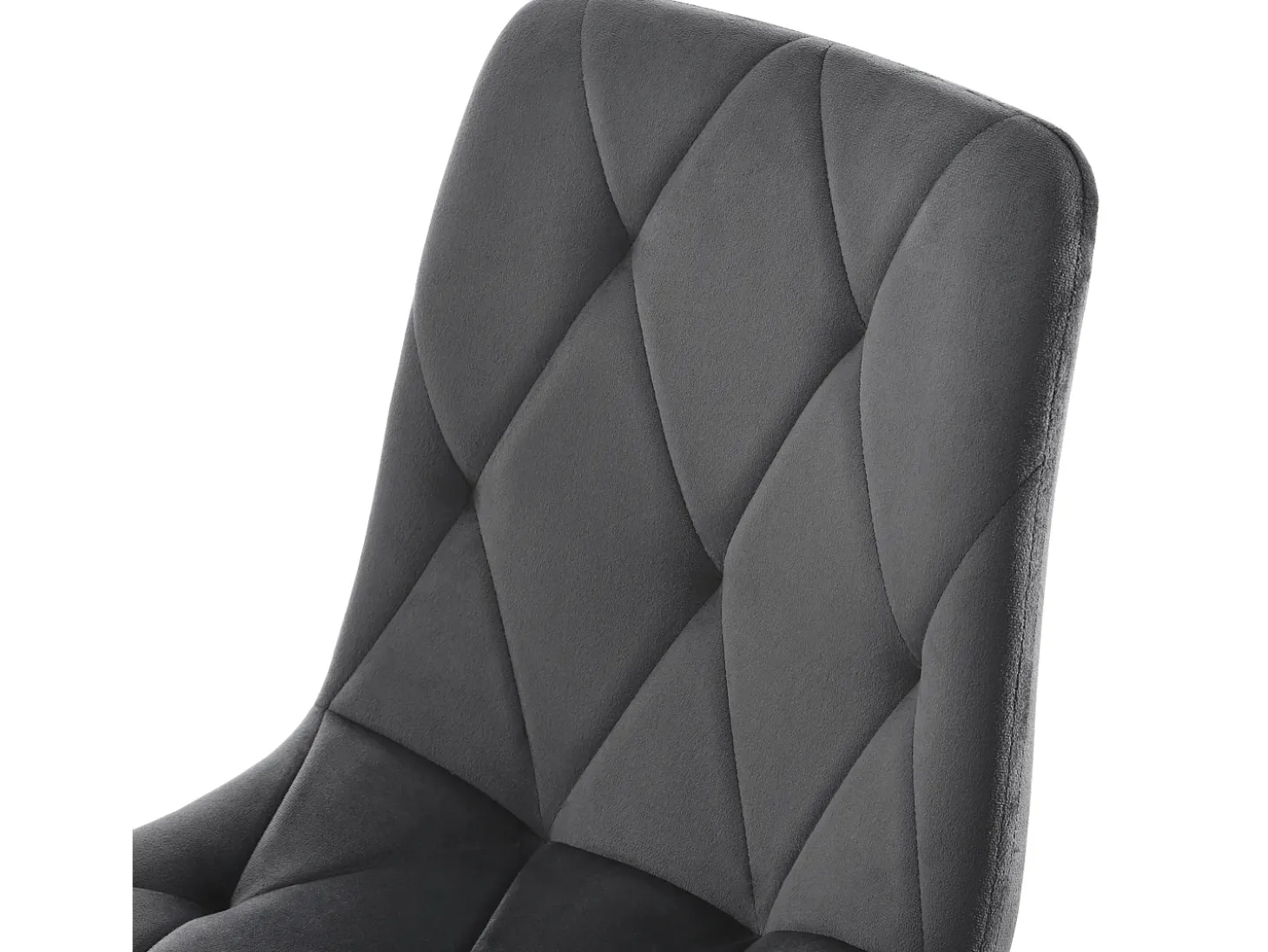 Conjunto de 4 sillas de comedor en terciopelo gris oscuro con respaldo acolchado y patas de metal negro