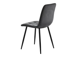 Conjunto de 4 sillas de comedor en terciopelo gris oscuro con respaldo acolchado y patas de metal negro