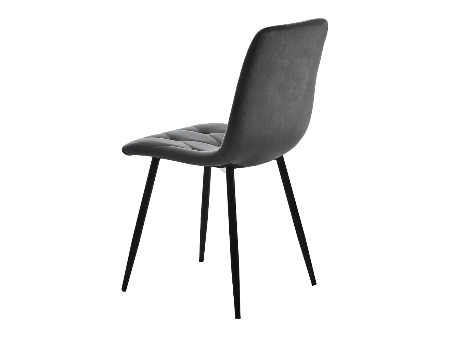 Conjunto de 4 sillas de comedor en terciopelo gris oscuro con respaldo acolchado y patas de metal negro