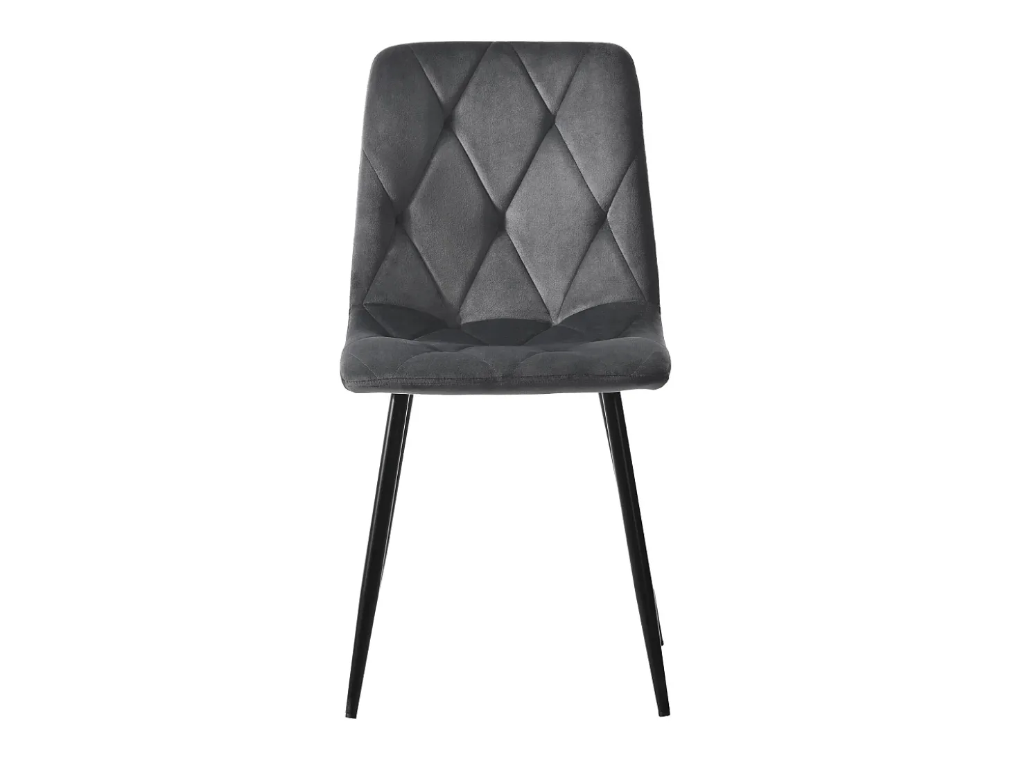 Conjunto de 4 sillas de comedor en terciopelo gris oscuro con respaldo acolchado y patas de metal negro
