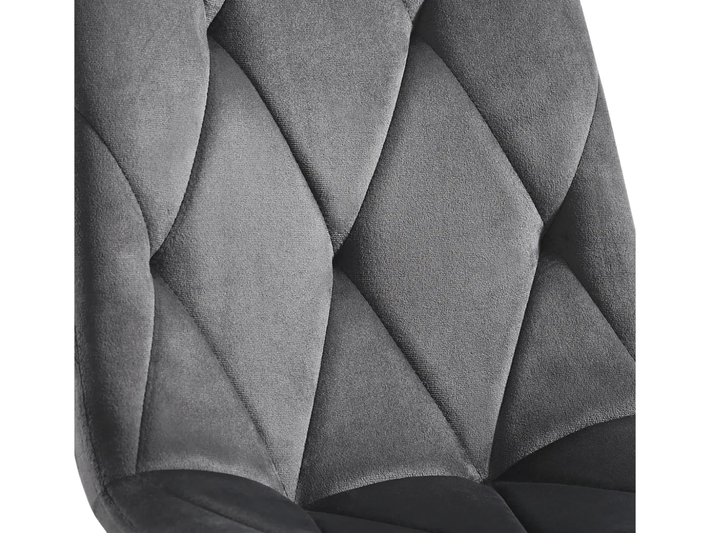Conjunto de 4 sillas de comedor en terciopelo gris oscuro con respaldo acolchado y patas de metal negro