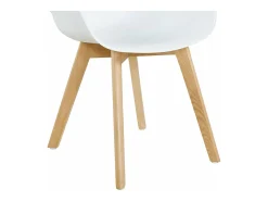 Conjunto de 2 Sillas de Comedor Escandinavas Blancas de Madera de Haya Maciza - Fácil de Limpiar - Alta Calidad