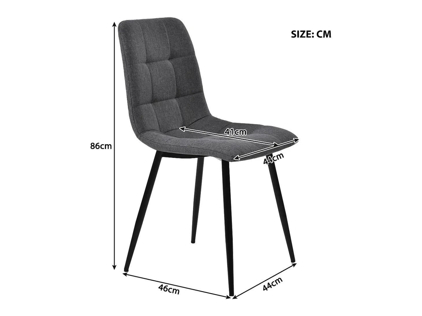 Conjunto de 4 sillas de lino gris con patas de metal negro