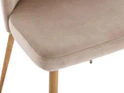 Conjunto de 6 sillas de metal efecto madera y terciopelo - Beige - MINAGRI