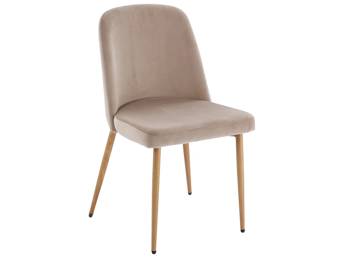 Conjunto de 6 sillas de metal efecto madera y terciopelo - Beige - MINAGRI