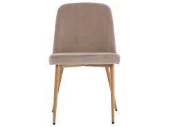 Conjunto de 6 sillas de metal efecto madera y terciopelo - Beige - MINAGRI