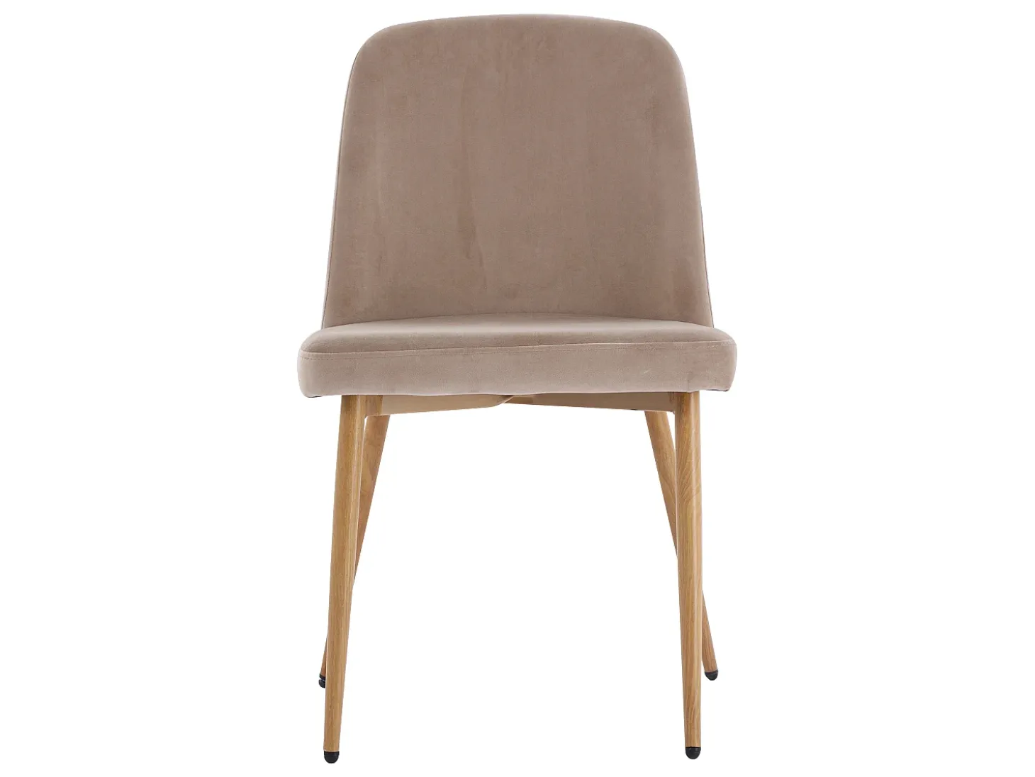 Conjunto de 6 sillas de metal efecto madera y terciopelo - Beige - MINAGRI
