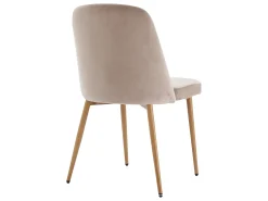 Conjunto de 6 sillas de metal efecto madera y terciopelo - Beige - MINAGRI