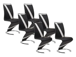 Conjunto de 6 sillas de piel sintética negro y blanco TWIZY