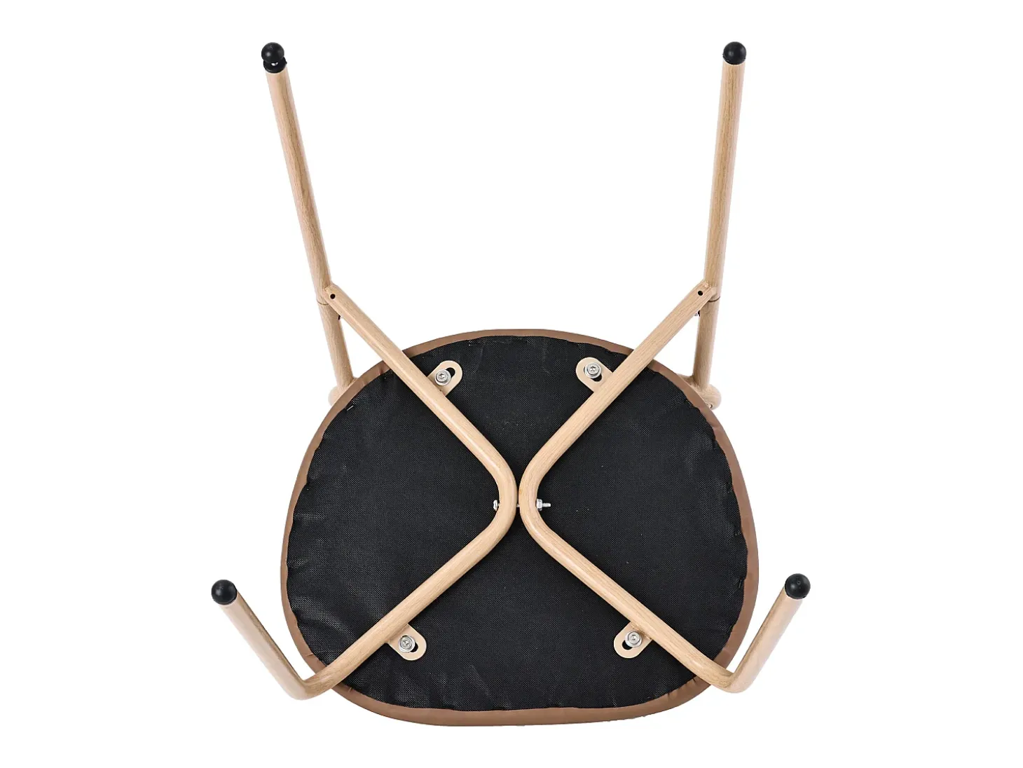 Conjunto de 4 sillas de ratán con asiento acolchado de PU, color marrón