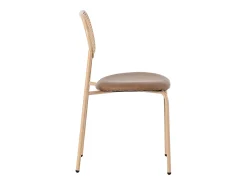 Conjunto de 4 sillas de ratán con asiento acolchado de PU, color marrón