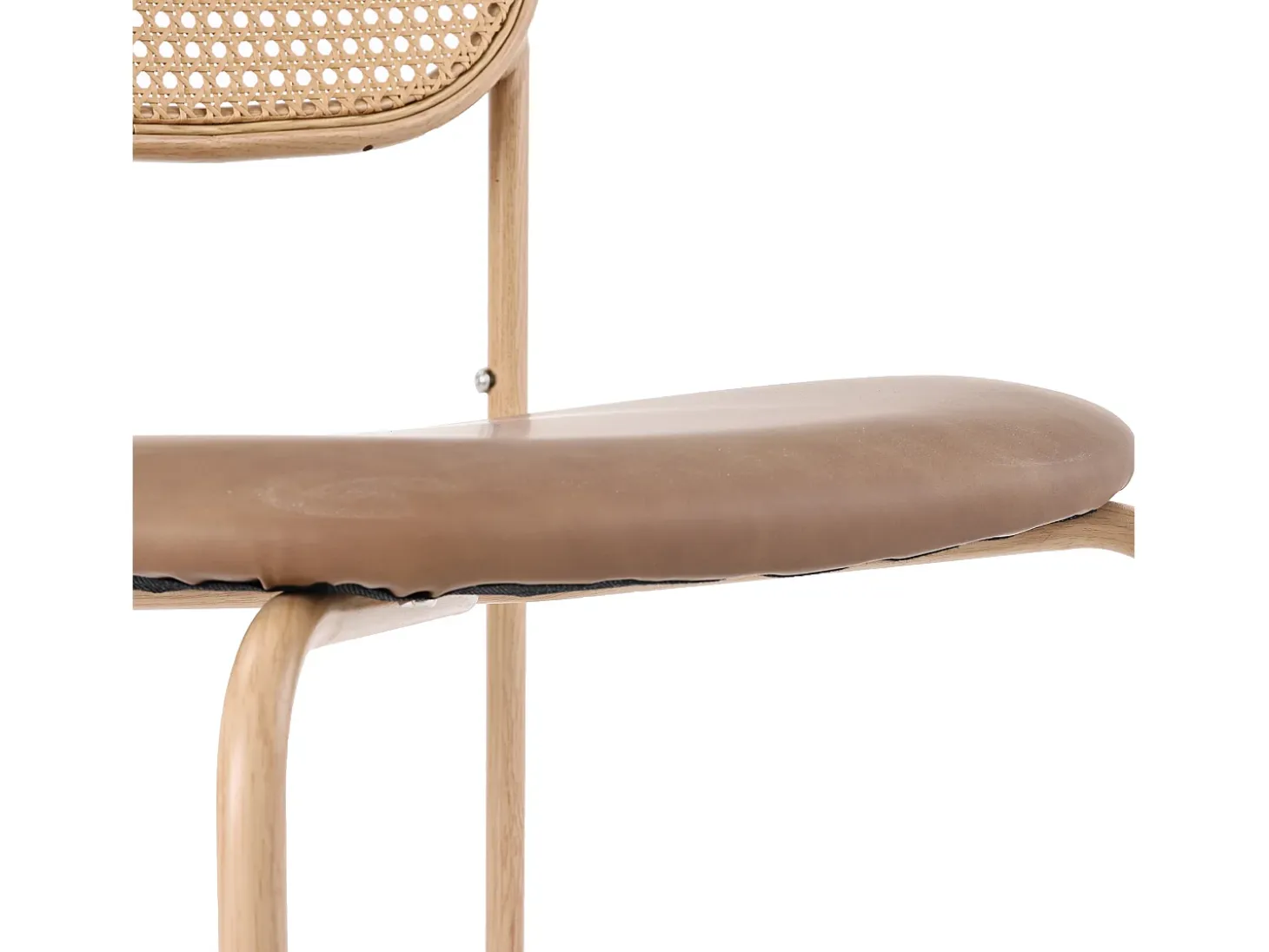 Conjunto de 4 sillas de ratán con asiento acolchado de PU, color marrón
