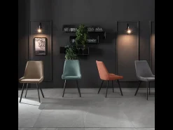 Conjunto de 4 sillas de salón modernas "Woody" de tela beige con patas de metal 46x57 cm 80h